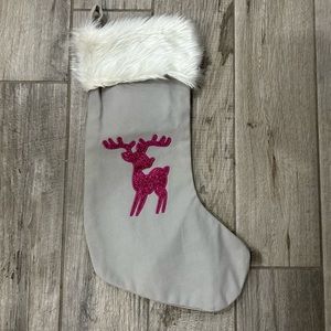 Pink sparkle reindeer stocking